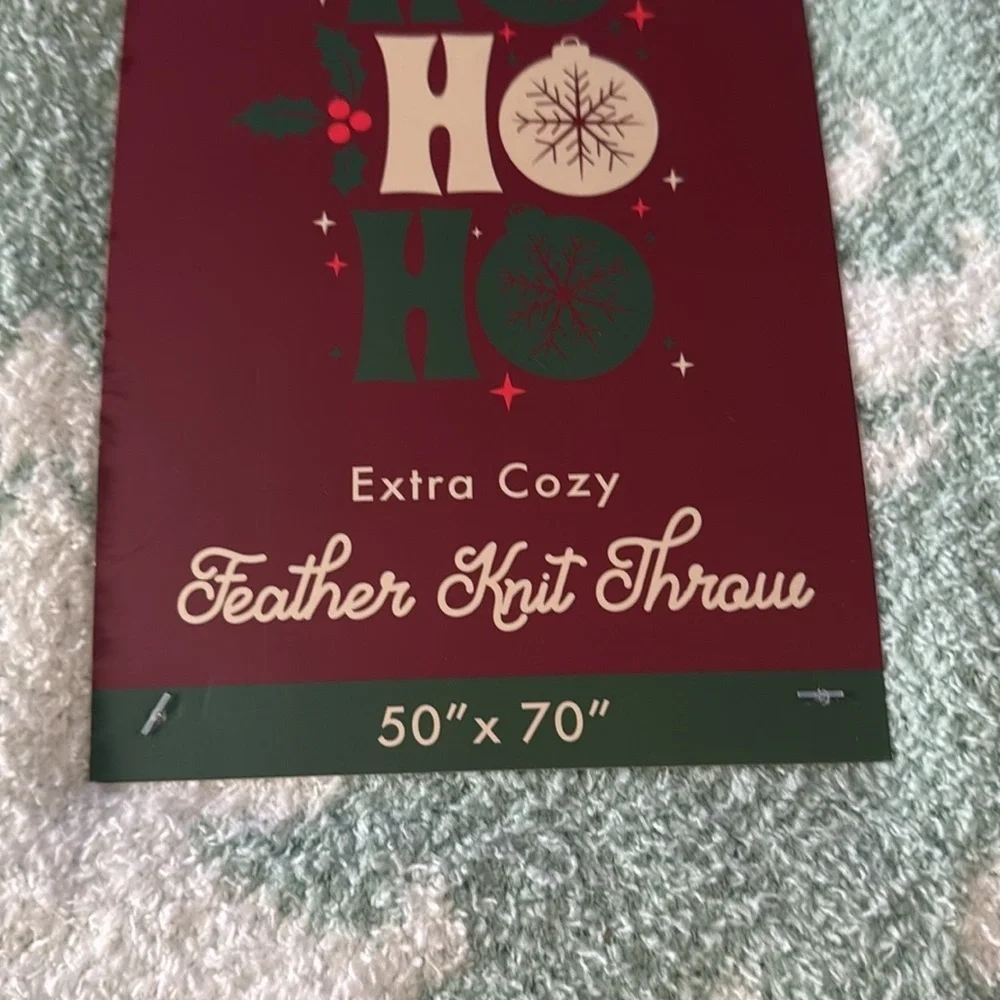 Christmas teal Christmas tree extra cozy feather knit throw 🎄🎄